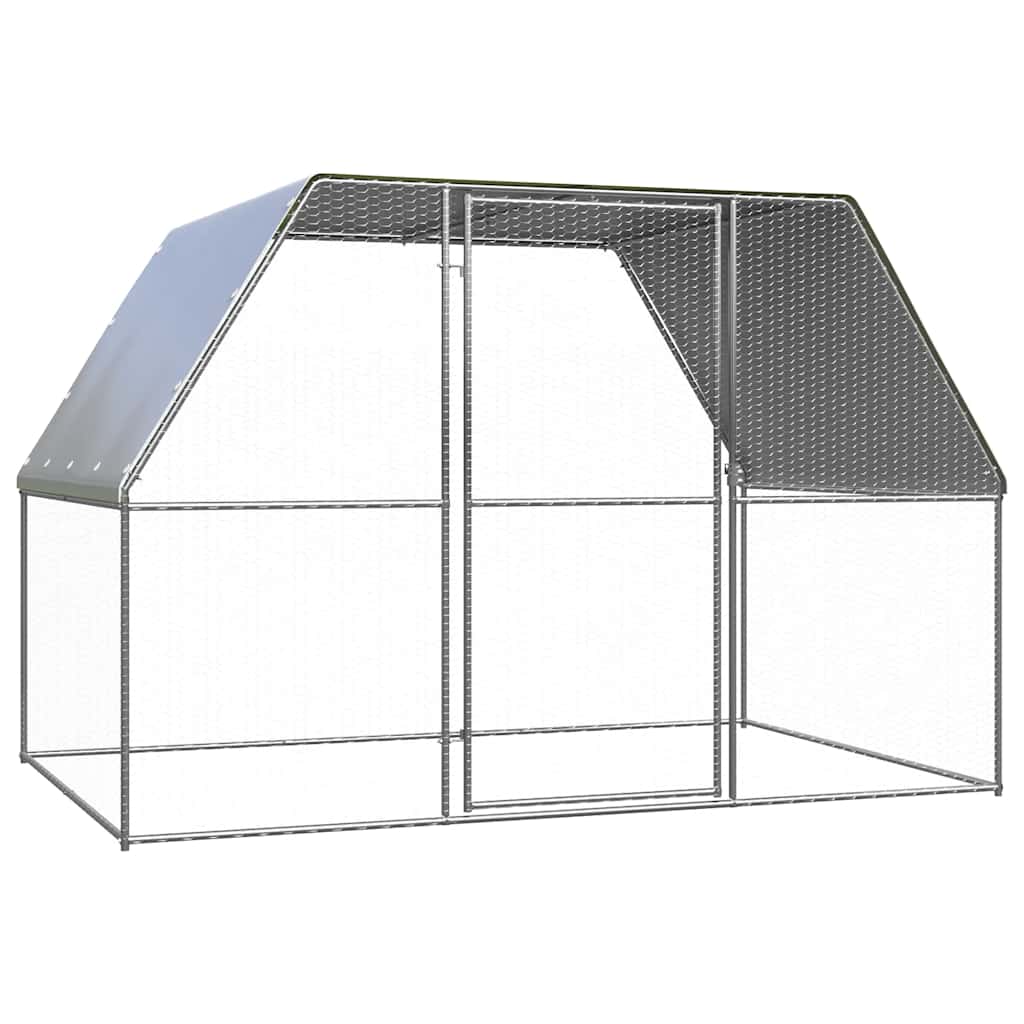 vidaXL Chicken Coop 2x2x2 m Galvanized Steel Silver and Grey