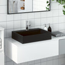 vidaXL Wash basin 50x38x11 cm cast mineral/marble matte black