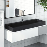 vidaXL Wastafel 50x38x11 cm gegoten mineraal/marmer matzwart