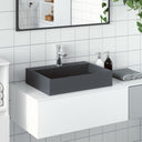 vidaXL Wash basin 50x38x11 cm cast mineral/marble matte black