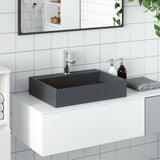 vidaXL Wastafel 50x38x11 cm gegoten mineraal/marmer matzwart