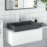 vidaXL Wastafel 50x38x11 cm gegoten mineraal/marmer matzwart