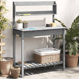 vidaXL Oppottafel met spoelbak 147,5x44x139,5 cm massief vurenhout