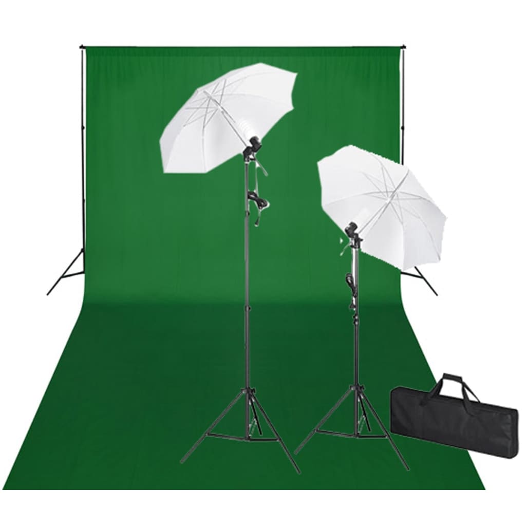 vidaXL Photography Studio Kit with Green Background and Lights 600x300 cm
