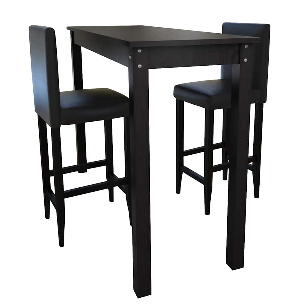 vidaXL Bartafel met 4 barkrukken zwart