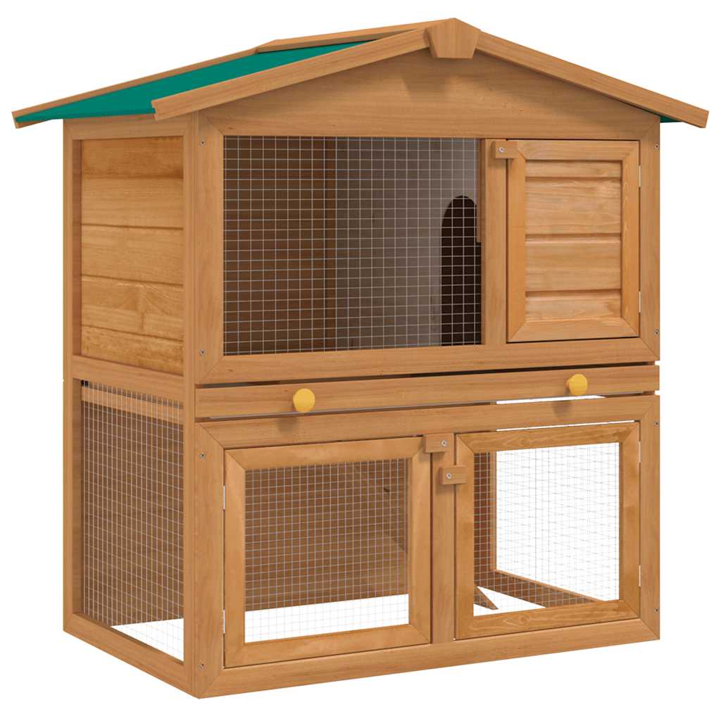 vidaXL Outdoor Rabbit Hutch with 3 Doors Wood