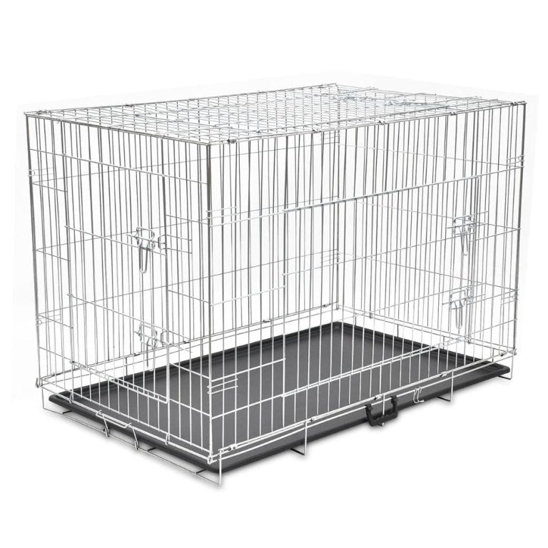 vidaXL Foldable Dog Crate M Metal