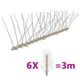 vidaXL Bird and Pigeon Spikes with 2 Rows 20 pcs 10 m Plastic