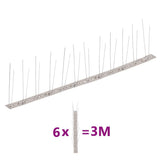 vidaXL Bird and Pigeon Spikes with 2 Rows 20 pcs 10 m Stainless Steel