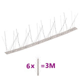 vidaXL Bird and Pigeon Spikes with 2 Rows 20 pcs 10 m Stainless Steel