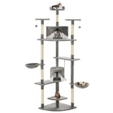 vidaXL Cat Tree with Sisal Scratching Posts 203 cm Beige and White