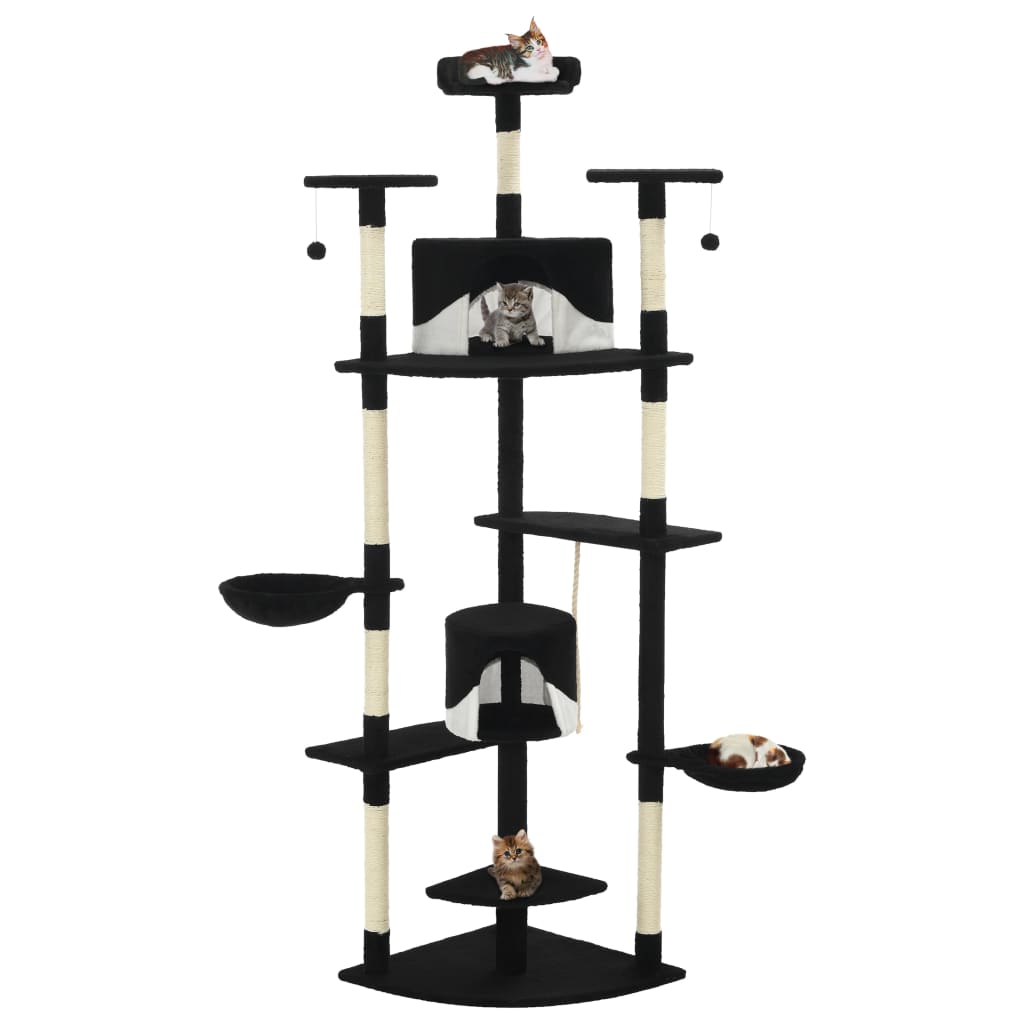 vidaXL Cat Tree with Sisal Scratching Posts 203 cm Beige and White