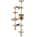 vidaXL Arbre à chat avec poteaux en sisal, fixation murale, 194 cm, beige