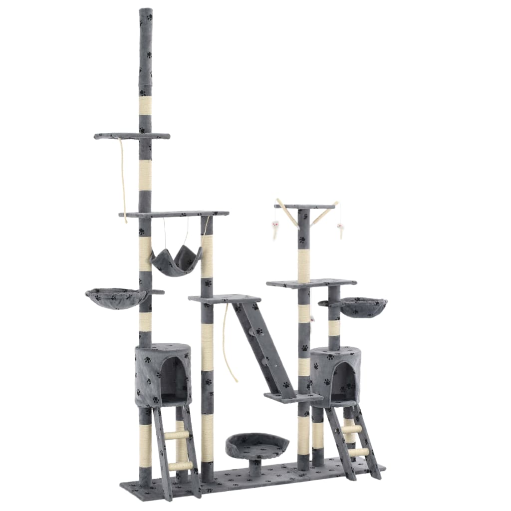 vidaXL Cat Scratching Tree with Sisal Scratching Posts 230-250 cm Grey