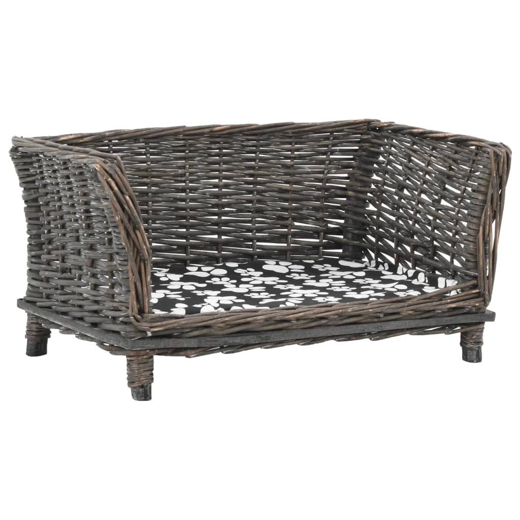 vidaXL Hondenmand met kussen 50x33x30 cm natuurlijk wilgen