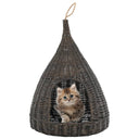 vidaXL Kattenhuis met kussen tipi 40x60 cm natuurlijk wilgen