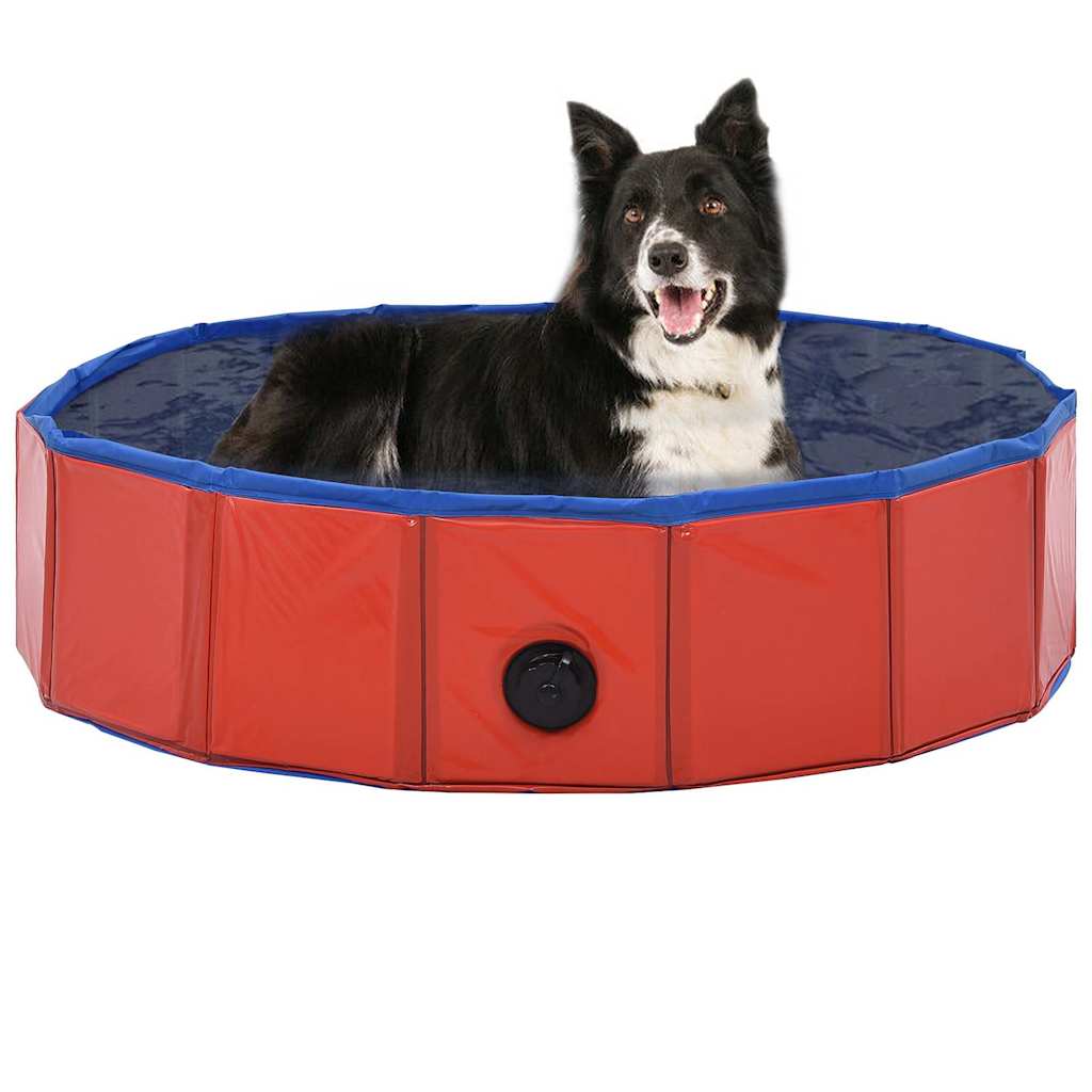 vidaXL Foldable Dog Pool 80x20 cm PVC Red