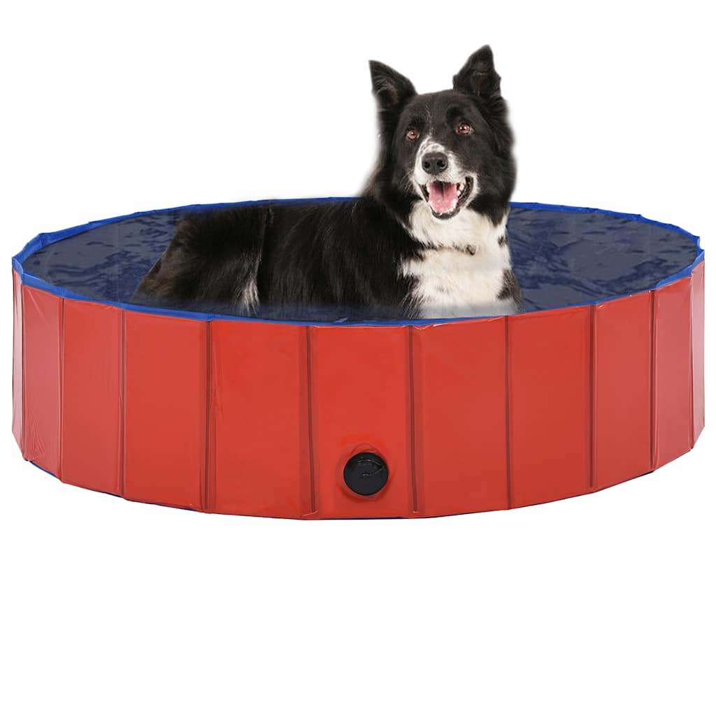 vidaXL Foldable Dog Pool 80x20 cm PVC Red