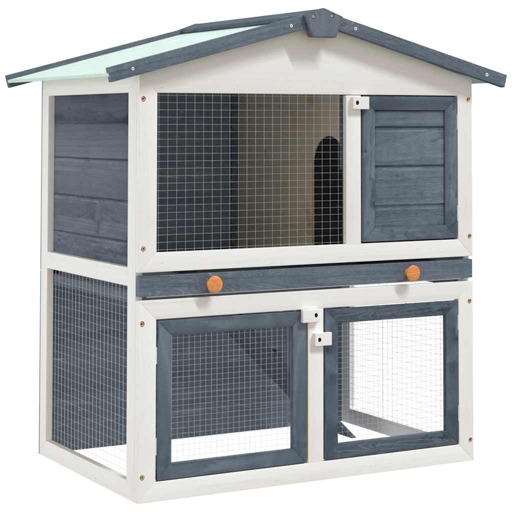 vidaXL Outdoor Rabbit Hutch with 3 Doors Wood