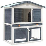 vidaXL Outdoor Rabbit Hutch with 3 Doors Wood