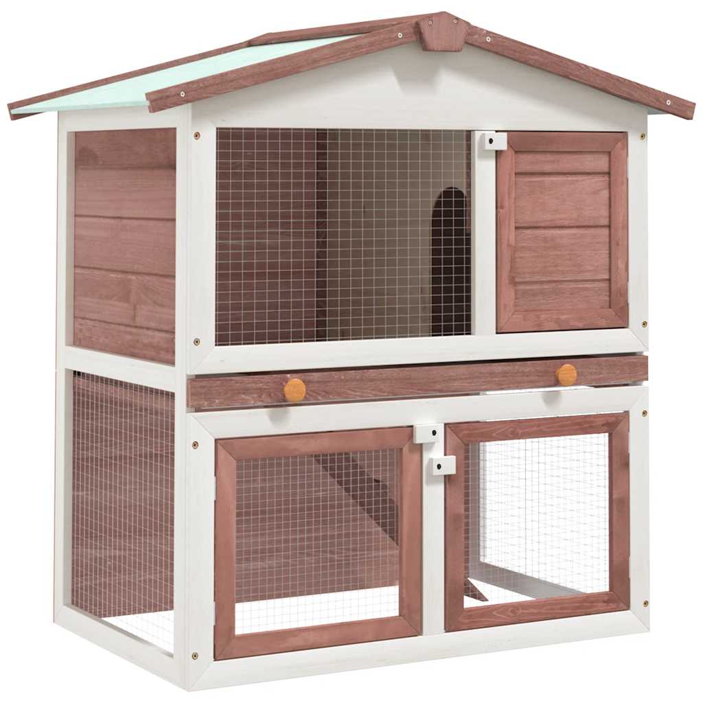 vidaXL Outdoor Rabbit Hutch with 3 Doors Wood