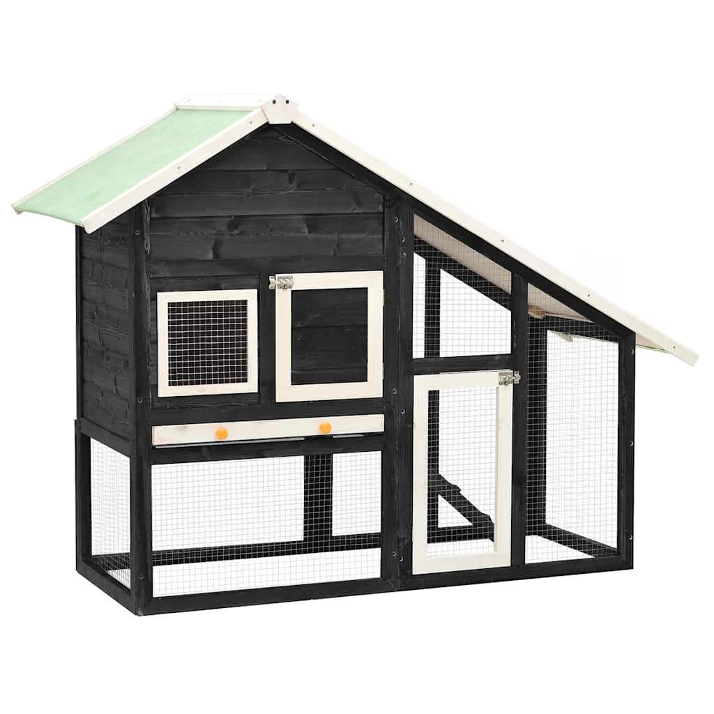 vidaXL Rabbit Hutch 140x63x120 cm Solid Fir Wood