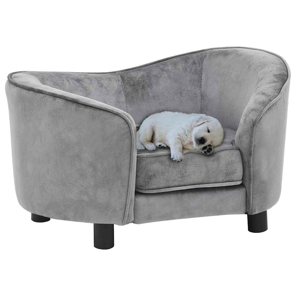vidaXL Hondenbank 69x49x40 cm pluche grijs