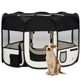 vidaXL Foldable Dog Playpen with Carry Bag 90x90x58 cm Black