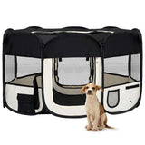 vidaXL Foldable Dog Playpen with Carry Bag 90x90x58 cm Black