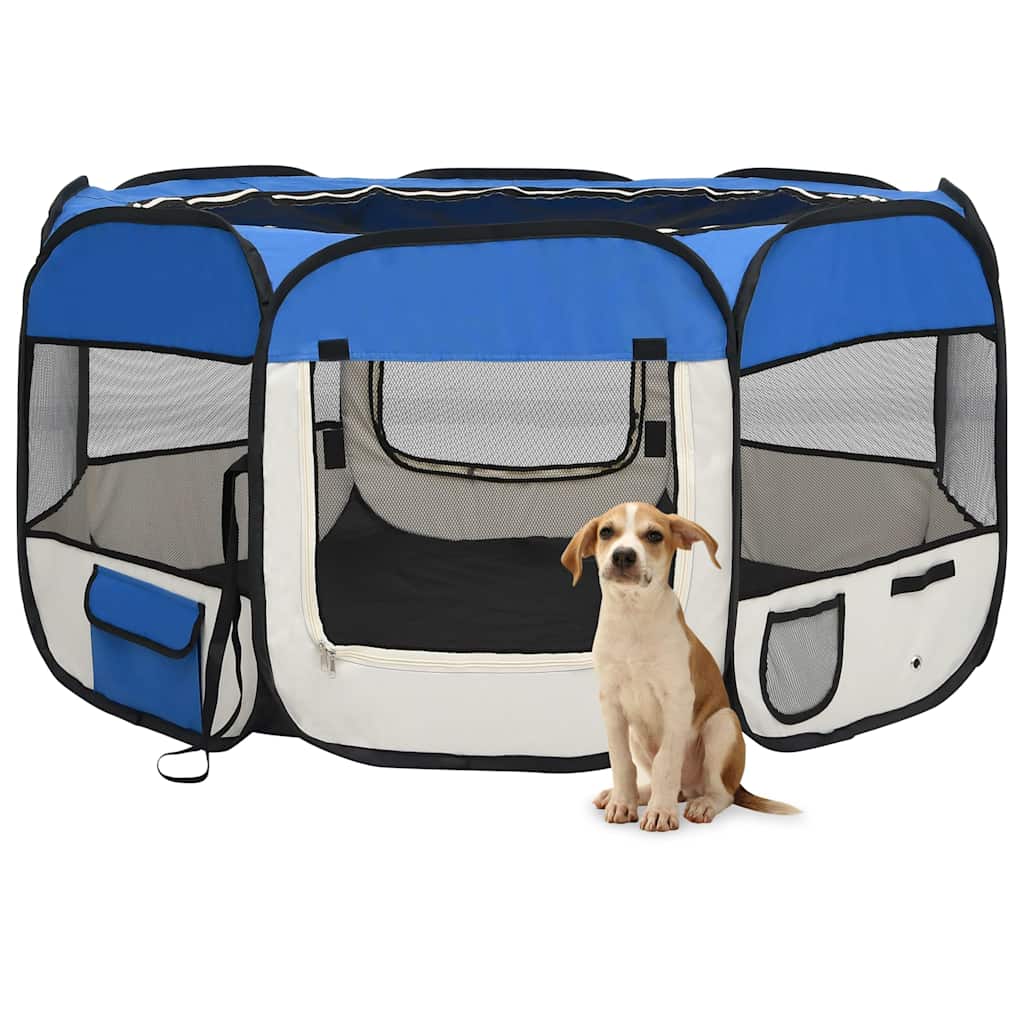 vidaXL Foldable Dog Playpen with Carry Bag 90x90x58 cm Black