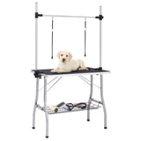 vidaXL Adjustable Dog Grooming Table with 2 Loops and Storage Shelf