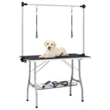 vidaXL Adjustable Dog Grooming Table with 2 Loops and Storage Shelf