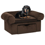 vidaXL Dog Sofa with Drawer 75x50x38 cm Plush Grey