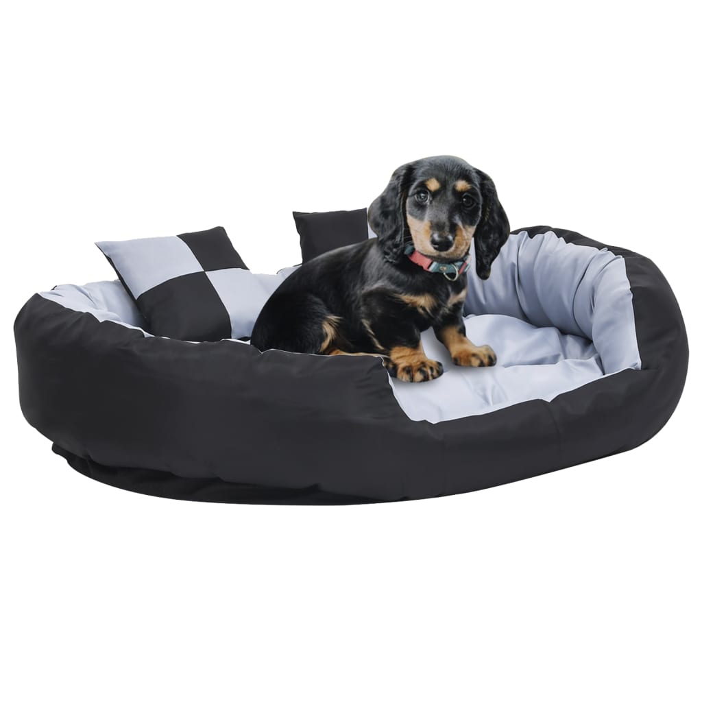 vidaXL Hondenkussen omkeerbaar en wasbaar 65x50x20 cm grijs en zwart