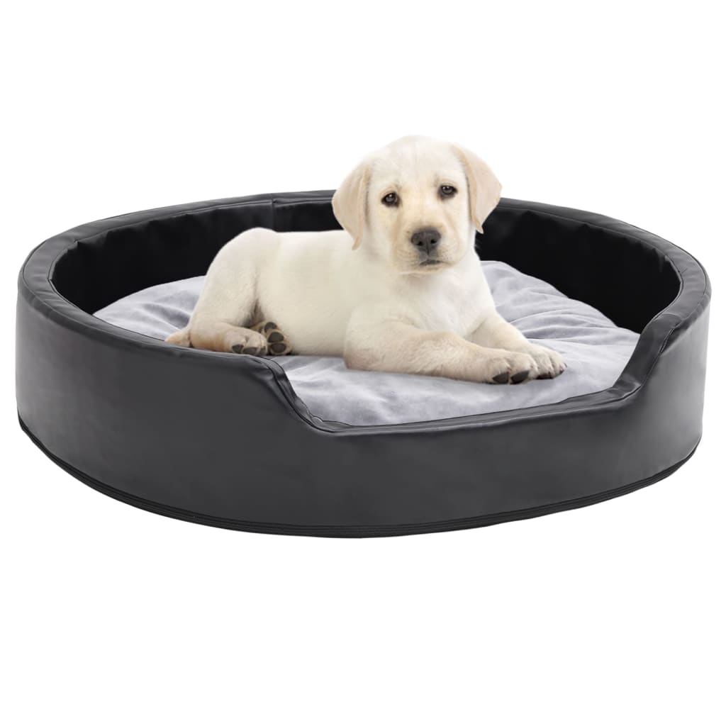 vidaXL Hondenmand 69x59x19 cm peluche et artisanat noir et gris
