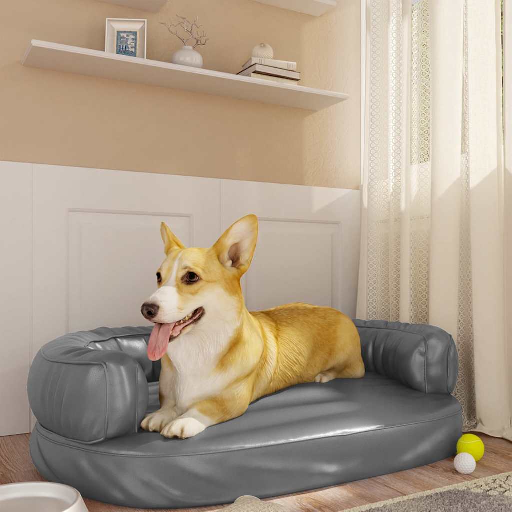 vidaXL Ergonomic Foam Dog Bed 60x42 cm Faux Leather Dark Blue