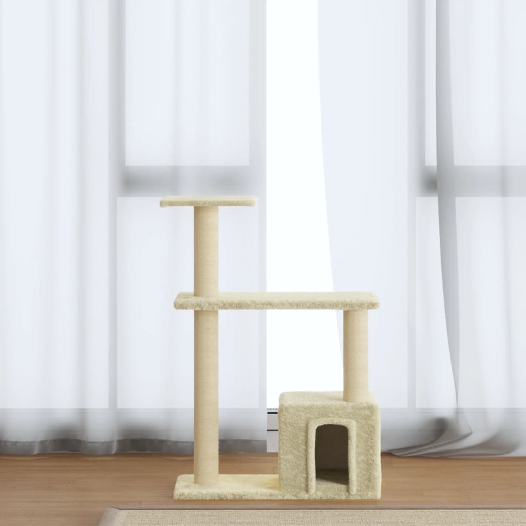 vidaXL Cat Scratching Tree with Sisal Scratching Posts 70 cm Cream