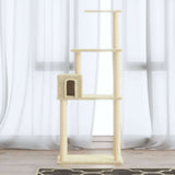 vidaXL Cat scratcher with sisal scratching posts 147 cm cream