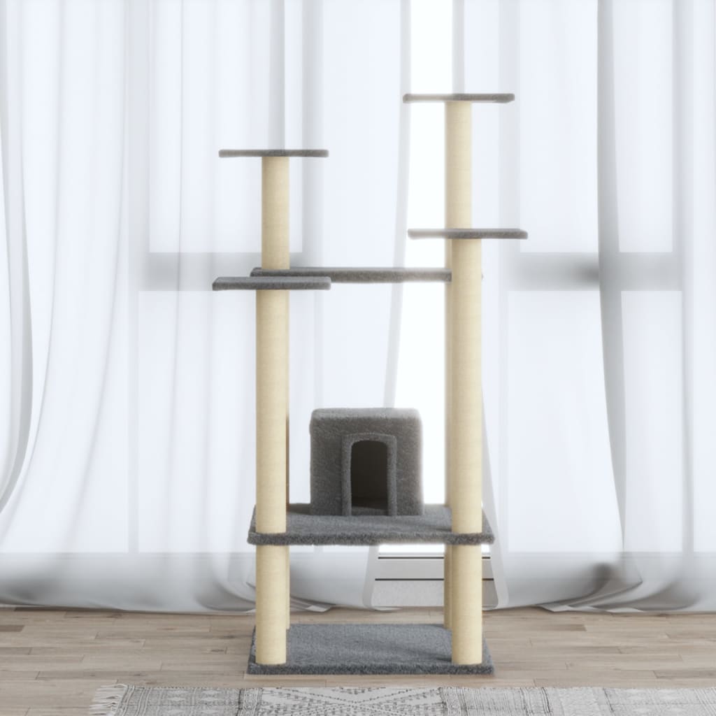 vidaXL Cat Scratching Tree with Sisal Scratching Posts 110 cm Cream