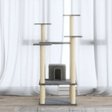 vidaXL Cat Scratching Tree with Sisal Scratching Posts 110 cm Cream