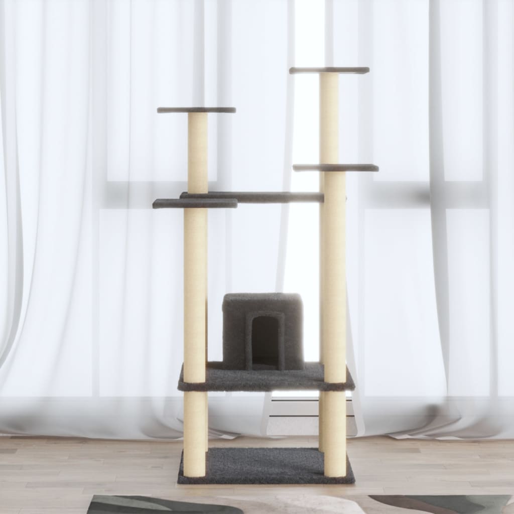 vidaXL Cat Scratching Tree with Sisal Scratching Posts 110 cm Cream
