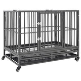 vidaXL Dog Crate with Wheels 92x62x76 cm Steel