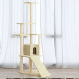 vidaXL Cat Tree with Sisal Scratching Posts 155 cm Cream