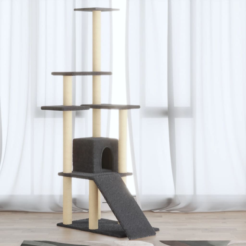 vidaXL Cat Tree with Sisal Scratching Posts 155 cm Cream