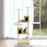 vidaXL Cat tree with sisal scratching posts 141 cm cream