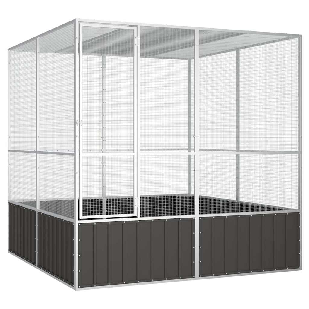 vidaXL Aviary 111x107x211.5 cm galvanized steel anthracite