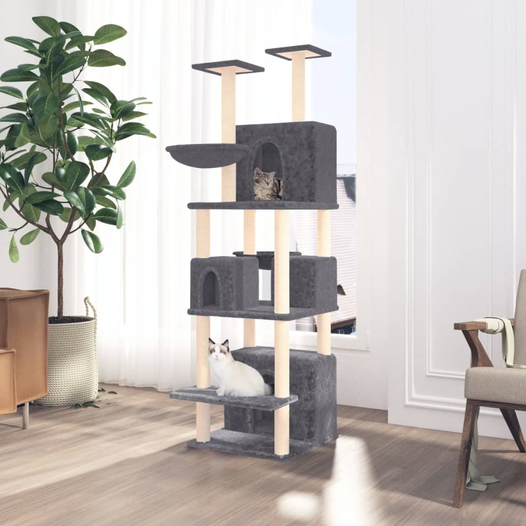 vidaXL Cat Tree with Sisal Scratching Posts 180 cm Cream