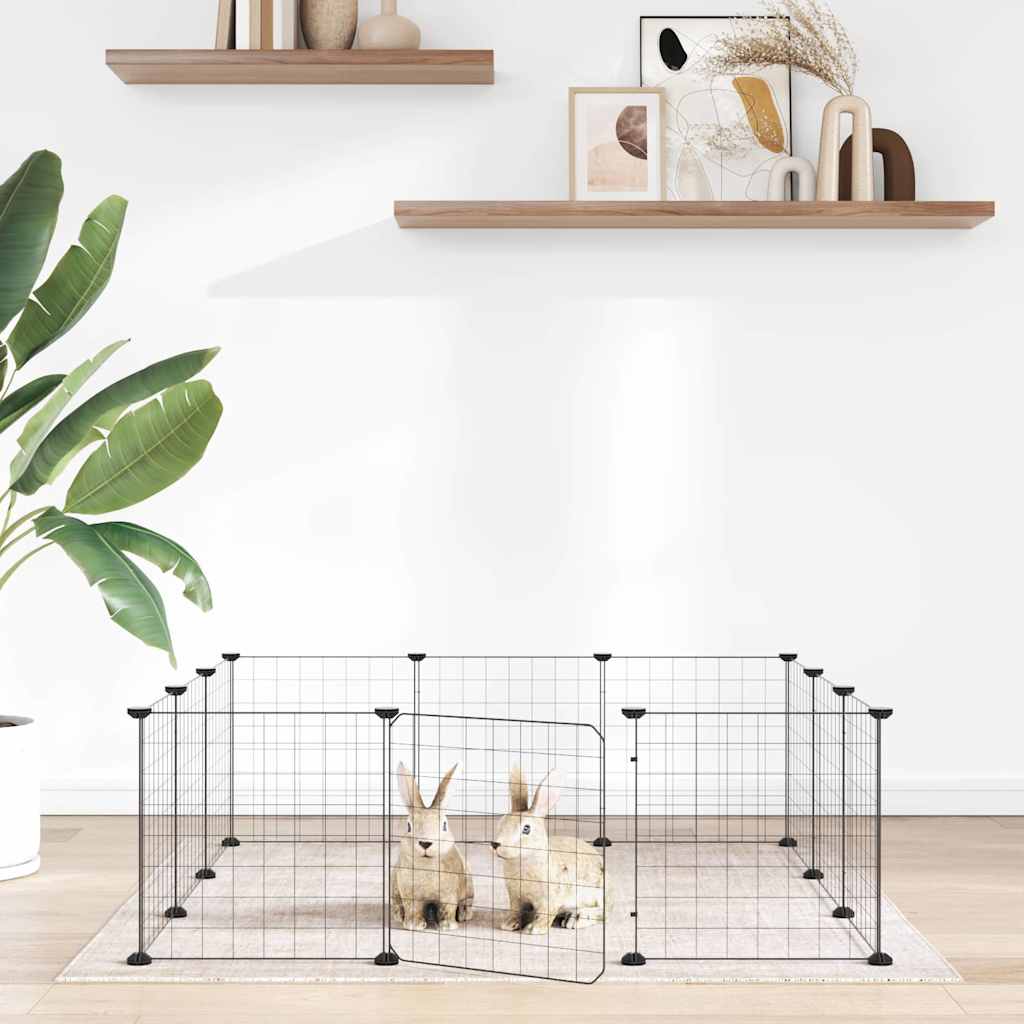 vidaXL Pet Playpen with 8 Panels, Black, 35x35 cm, Steel