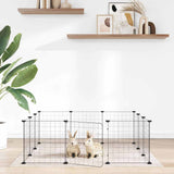 vidaXL Pet Playpen with 8 Panels, Black, 35x35 cm, Steel