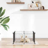 vidaXL Pet Playpen with 8 Panels, Black, 35x35 cm, Steel